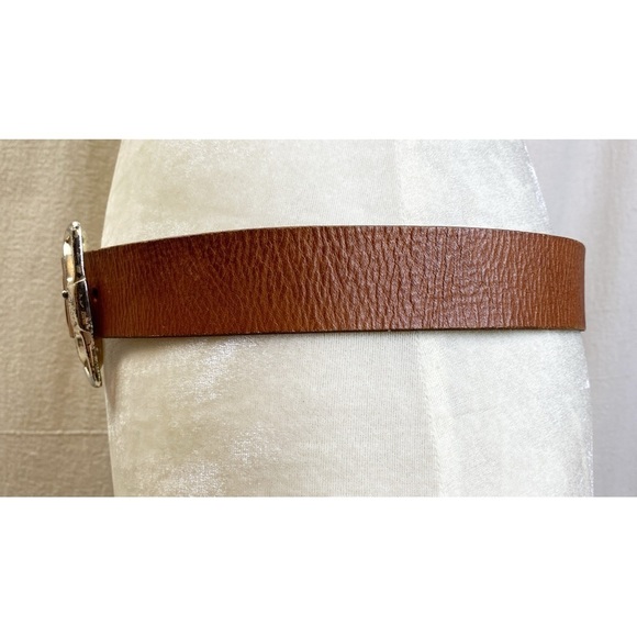 Silpada Designs Brown Genuine Leather Belt with Detailed Silver Buckle L - Picture 2 of 9